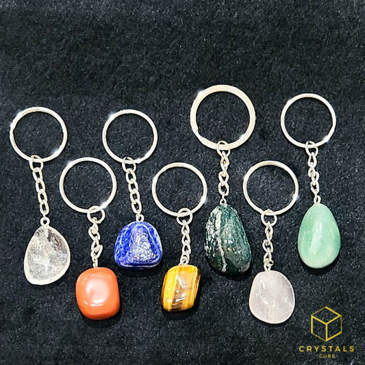 Crystal Keychain - Clear Quartz, Lapis, Rose Quartz, Green Aventurine, Moss Agate, Tiger's Eye & Red Jasper