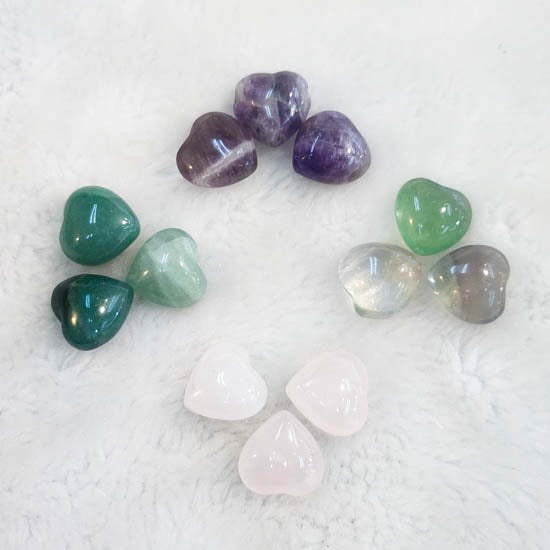 Mini Crystal Heart - Amethyst, Rose Quartz, Green Aventurine & Fluorite