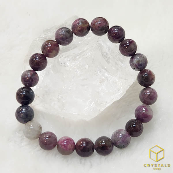 Pink/Red Tourmaline With Quartz Bracelet