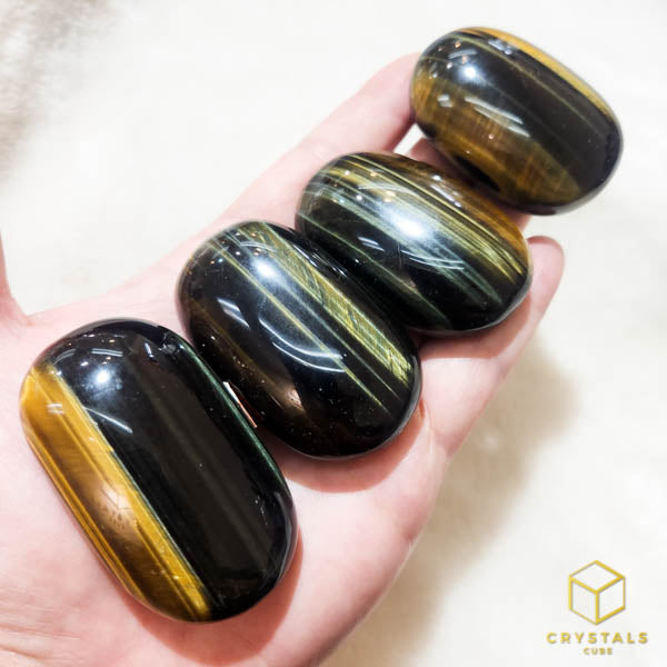 Tiger's Eye Palm Stone - Blue & Golden