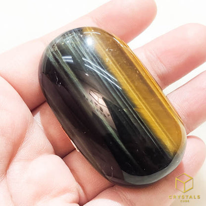 Tiger's Eye Palm Stone - Blue & Golden