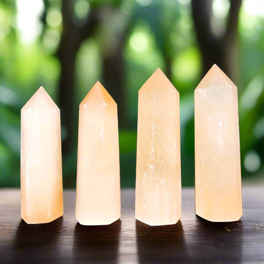 Peach Selenite Point