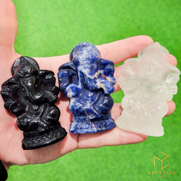 Ganesha - Clear Quartz, Sodalite & Black Obsidian