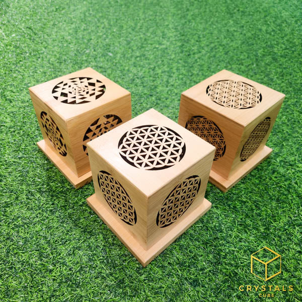 Flower of life & Sri Yantra Incense Box - Cube