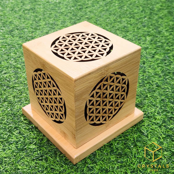 Flower of life & Sri Yantra Incense Box - Cube