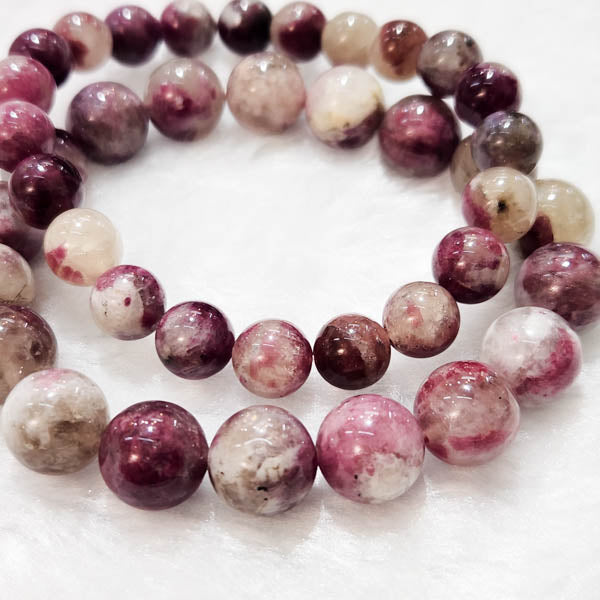 Pink/Red Tourmaline With Quartz Bracelet