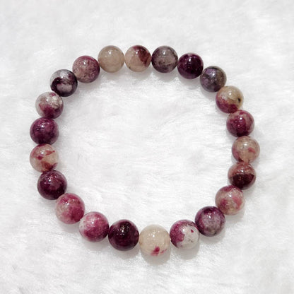 Pink/Red Tourmaline With Quartz Bracelet