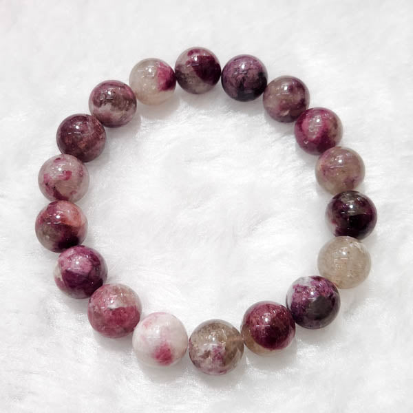 Pink/Red Tourmaline With Quartz Bracelet