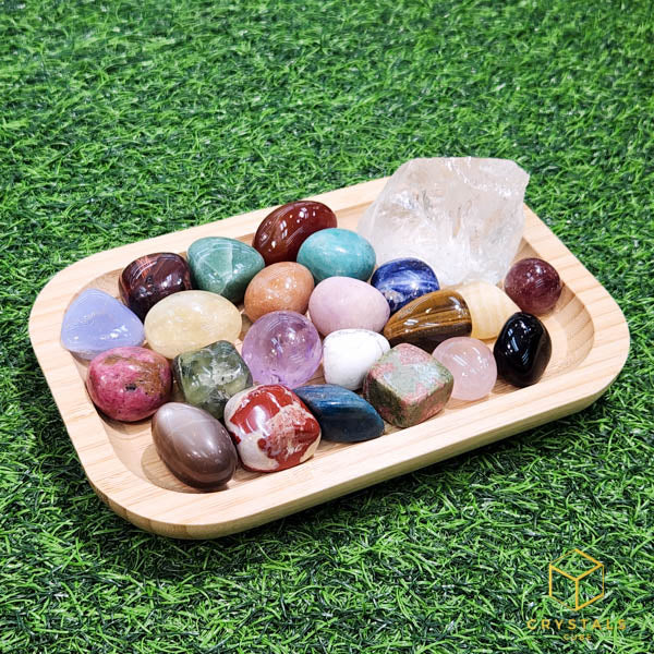 Bamboo Rectangle Plate - For Displaying Crystals