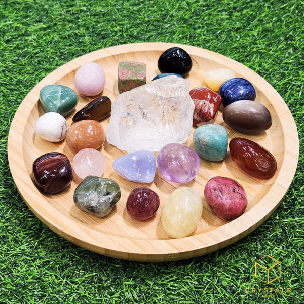 Bamboo Round Plate - For Displaying Crystals