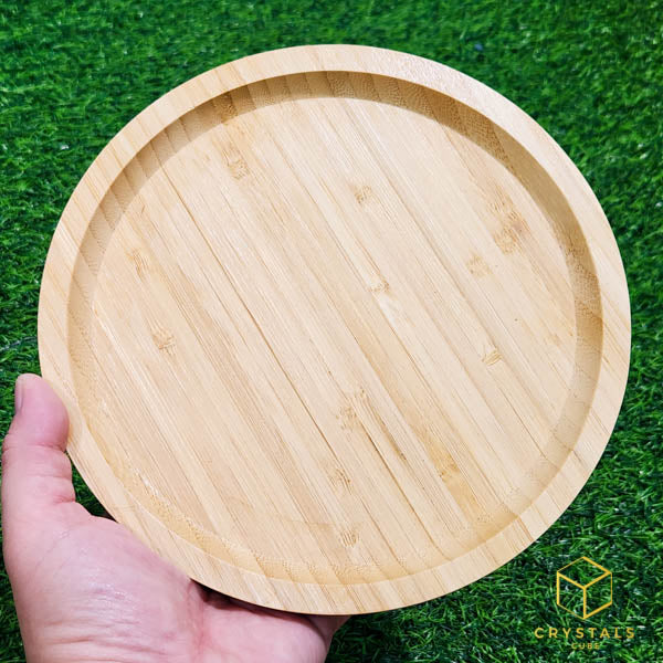 Bamboo Round Plate - For Displaying Crystals