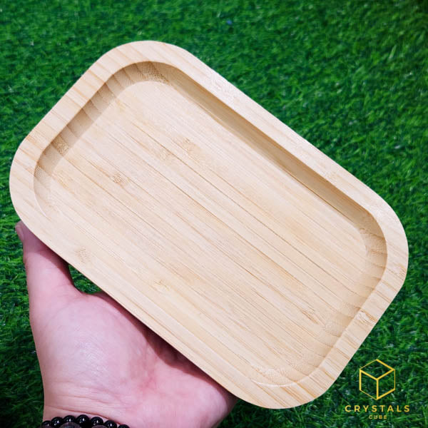 Bamboo Rectangle Plate - For Displaying Crystals