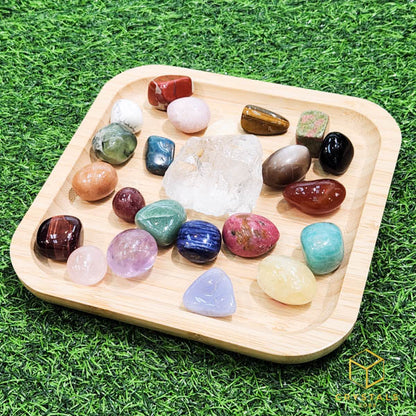 Bamboo Square Plate - For Displaying Crystals