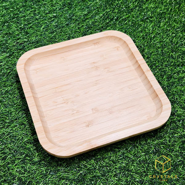 Bamboo Square Plate - For Displaying Crystals