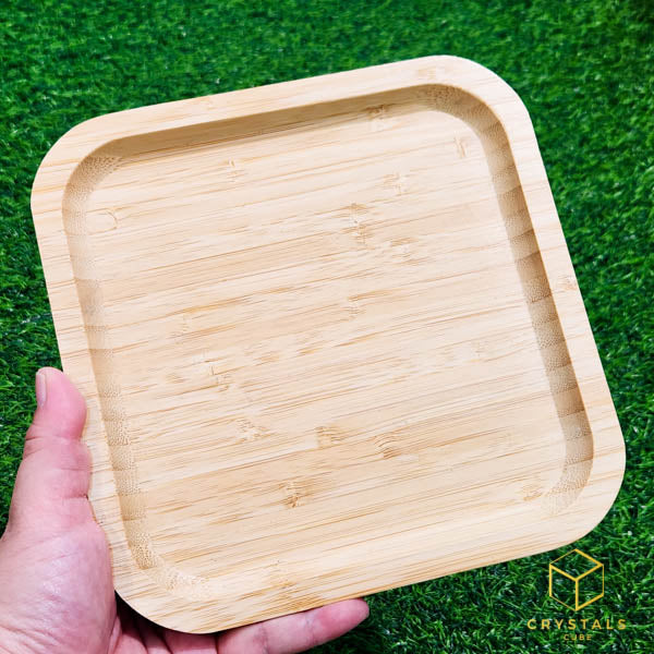 Bamboo Square Plate - For Displaying Crystals