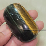 Load and play video in Gallery viewer, Tiger&#39;s Eye Palm Stone - Blue &amp; Golden
