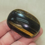 Load and play video in Gallery viewer, Tiger&#39;s Eye Palm Stone - Blue &amp; Golden
