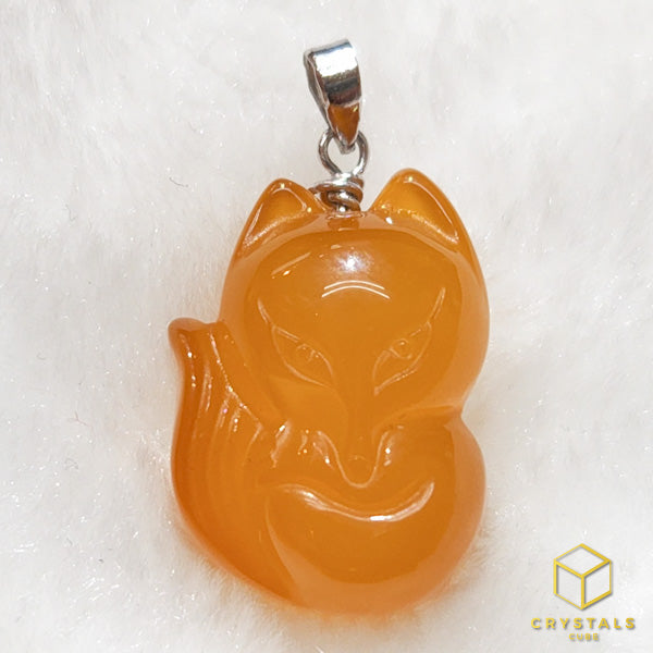 Agate (Red/Orange) & Carnelian Fox Pendant