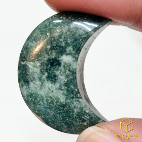 Moss Agate Crescent Moon