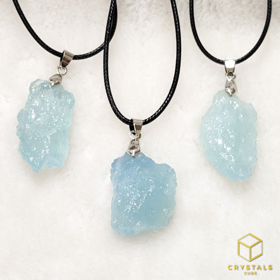 Aquamarine*** (Premium) Raw Pendant