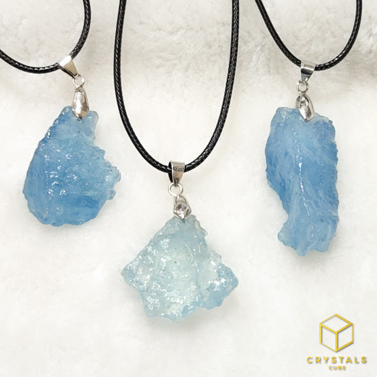 Aquamarine*** (Premium) Raw Pendant