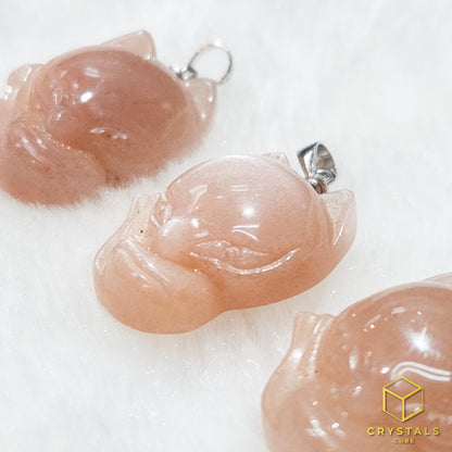 Peach Moonstone / Sunstone Fox Pendant