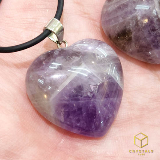 Chervon Amethyst Heart Pendant