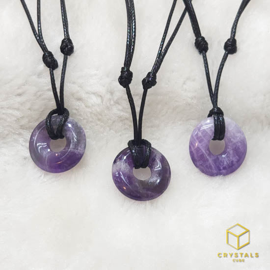 Chevron Amethyst Donut Pendant