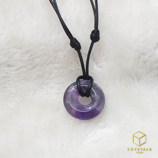 Chevron Amethyst Donut Pendant