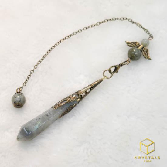 Crystals Pendulum - Rose Quartz, Green Aventurine, Blue Aventurine, Tiger's Eye, Black Obsidian & Labradorite