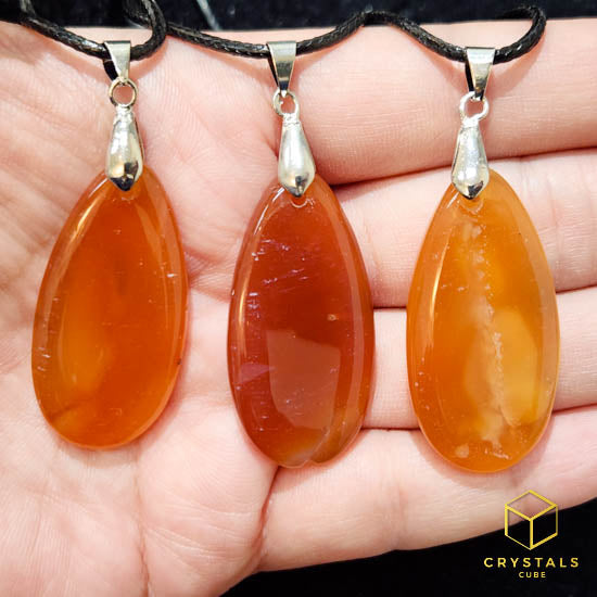 Carnelian Agate (Red/Orange) Teardrop Pendant