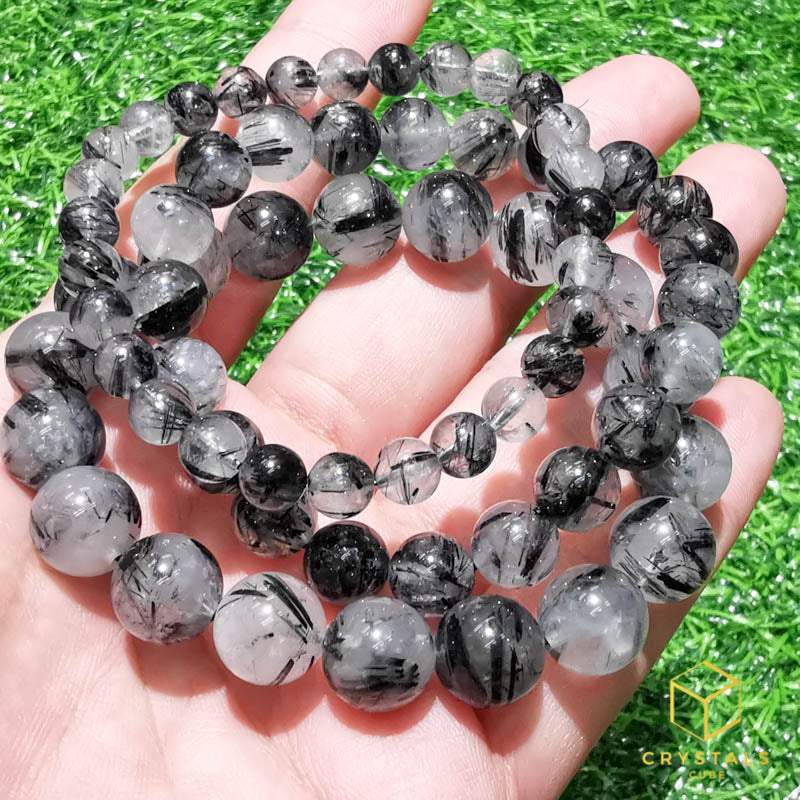 Black Rutile* (Tourmalinated Quart) Bracelet