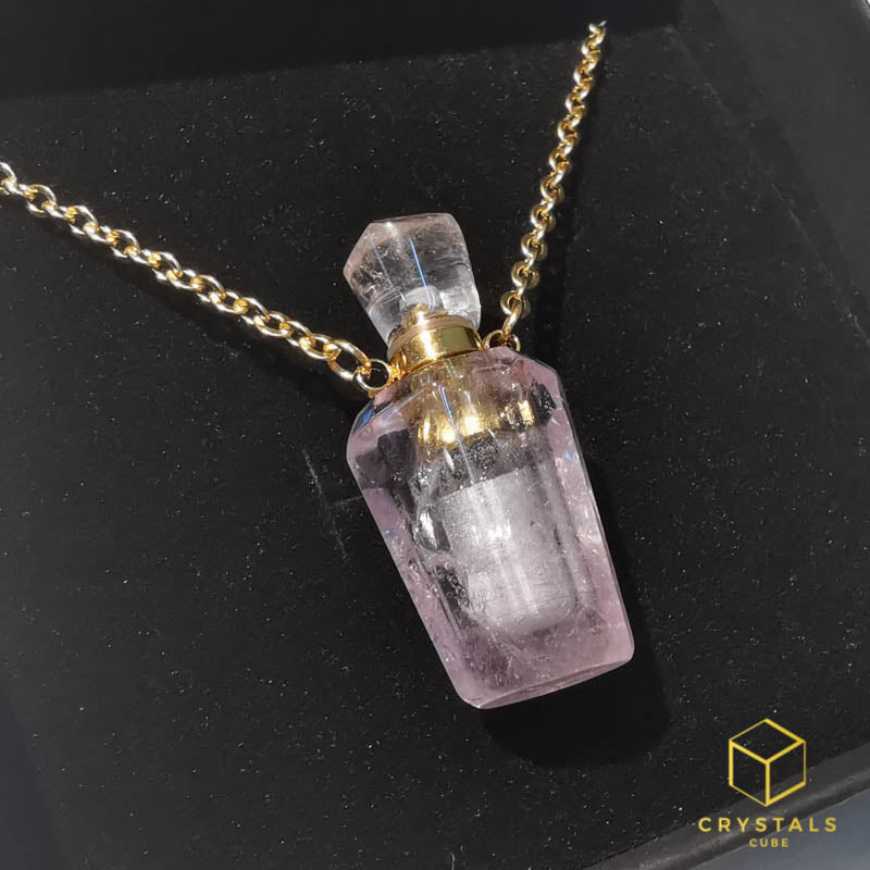 Essential Oil Crystal Bottle Necklace - Amethyst, Fluorite & Rose Quartz