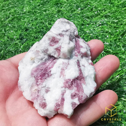 Pink Tourmaline with Quartz Raw