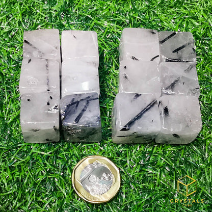 Black Rutile (Tourmalinated Quart) Cube Tumble