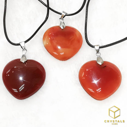 Agate (Red/Orange) & Carnelian Heart Pendant