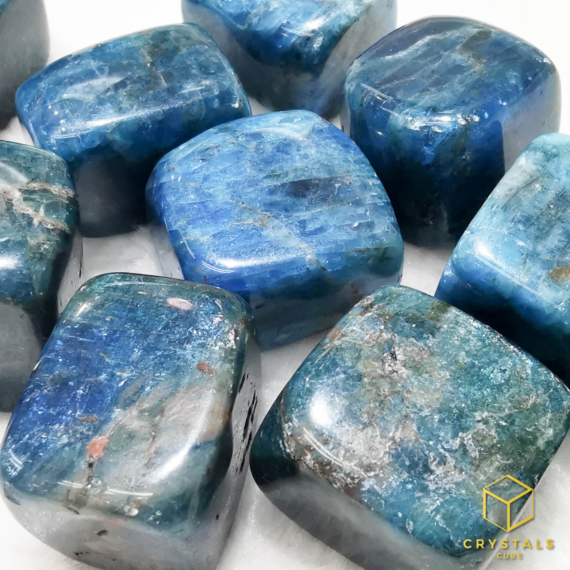 Blue Apatite Cube Tumble