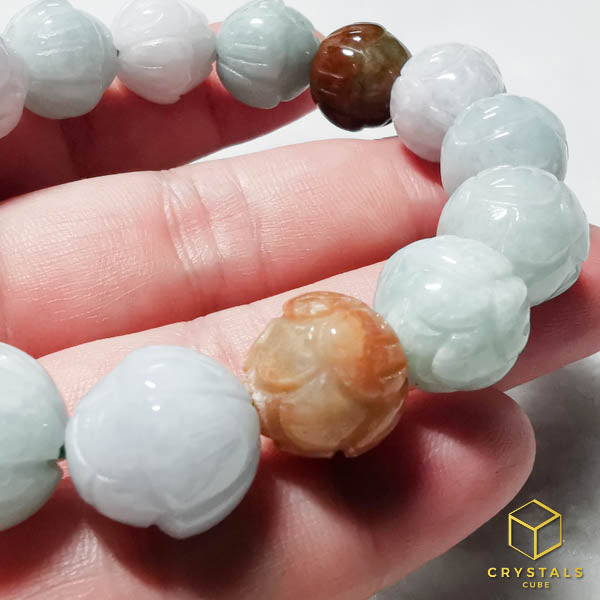 Jade (Burmese) Lotus Bead Bracelet